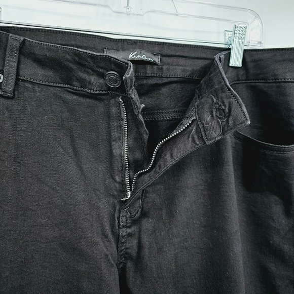 KanCan Mid Rise Zip Cuff Ankle Jeans 3XL 20W Black Raw Hem Crop Plus Stretch New - Picture 5 of 10